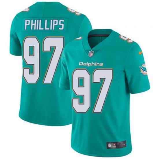 Nike Dolphins #97 Jordan Phillips Aqua Green Team Color Mens Stitched NFL Vapor Untouchable Limited Jersey